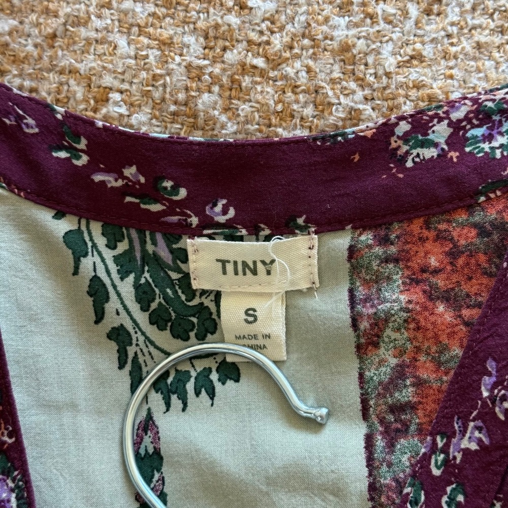 Anthropologie Tiny Patchwork Paisley Mini Dress Burgundy Boho Artsy Small - Picture 5 of 7